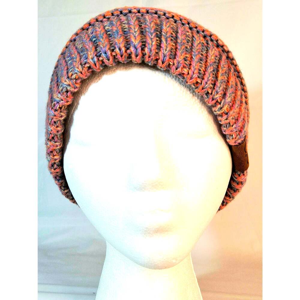 CC Exclusives Pink Blue Yellow Cable Knit Sunset Mix Thick Stretch Knit Cap